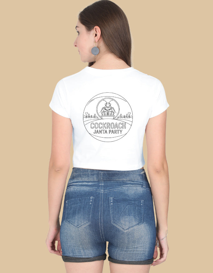Official CJP (Cockroach Janta Party) "Proud Roaches" Crop Top Merch backside By INDIAN YOUTH MOVEMENT